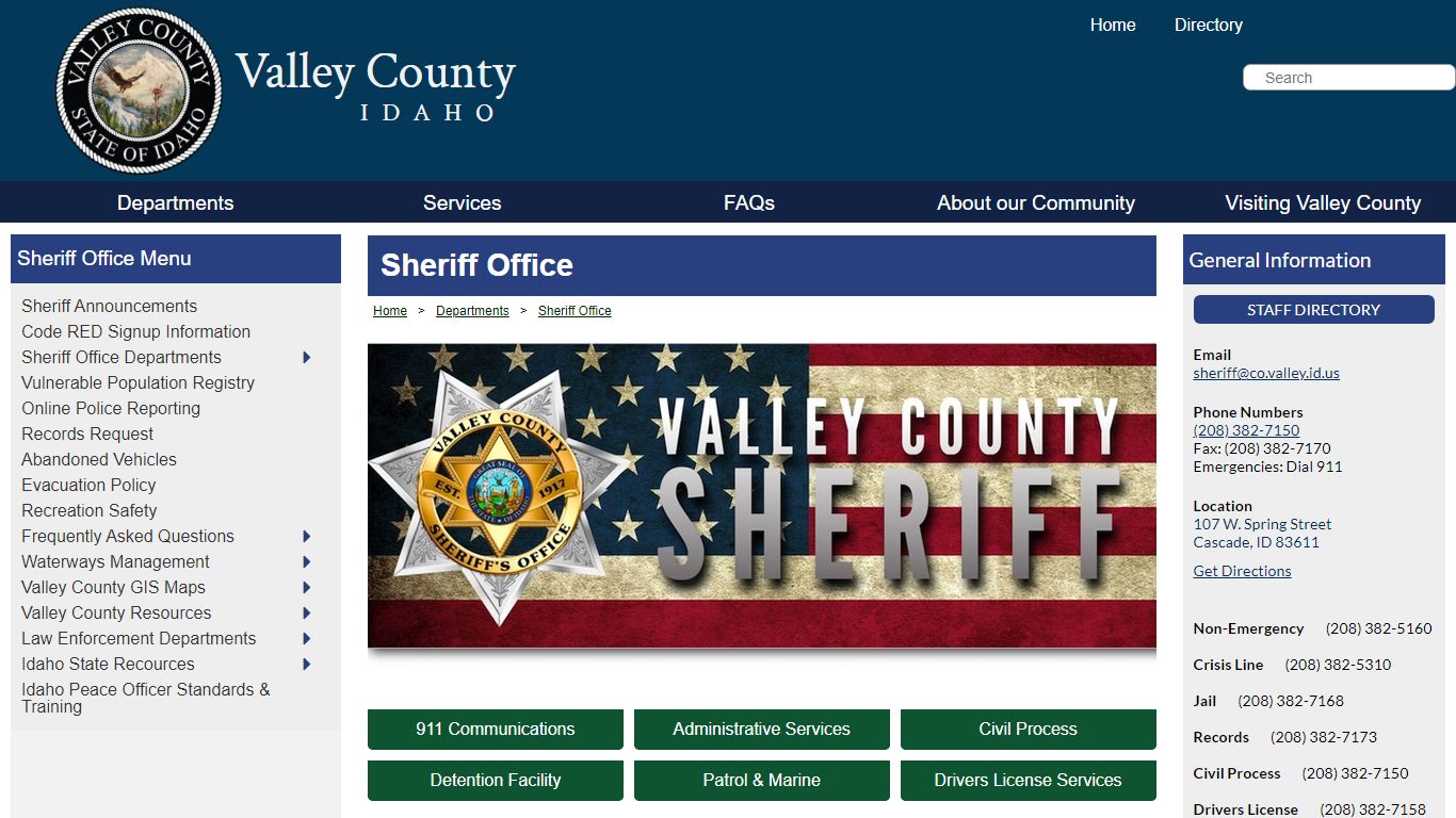 Official Website of Valley County, Idaho - Sheriff Office