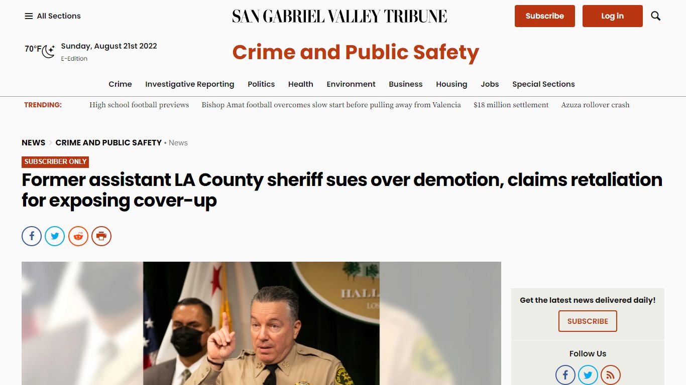 Former assistant LA County sheriff sues over demotion, claims ...